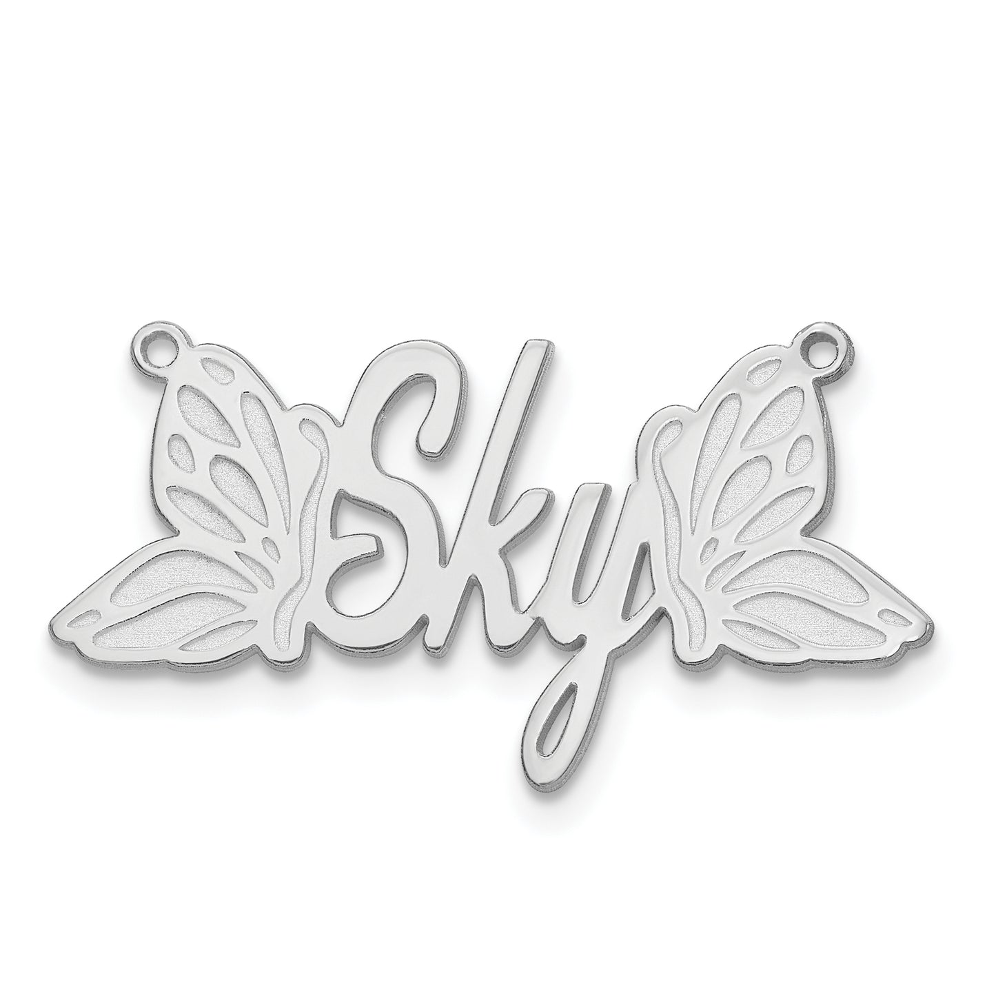 10K White Gold Polished Butterfly Name Plate