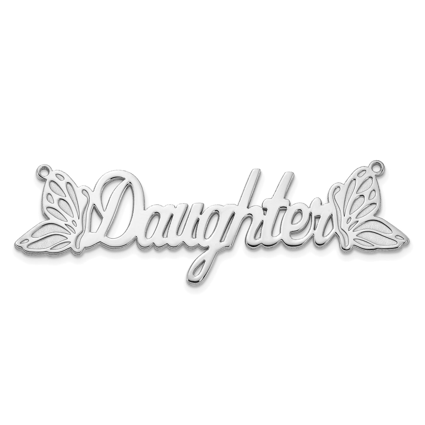 14K White Gold Polished Butterfly Name Plate