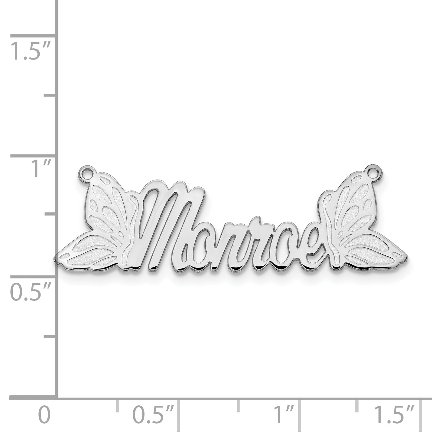 14K White Gold Polished Butterfly Name Plate