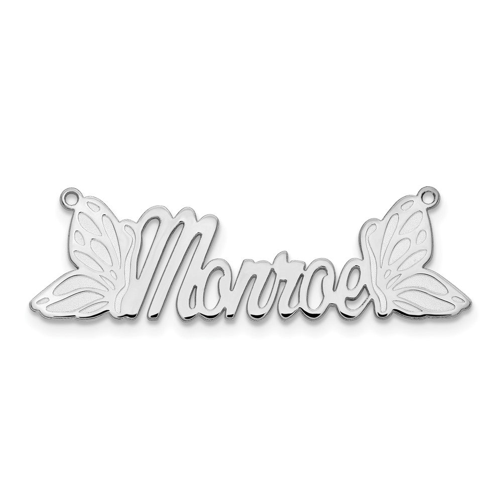 14K White Gold Polished Butterfly Name Plate