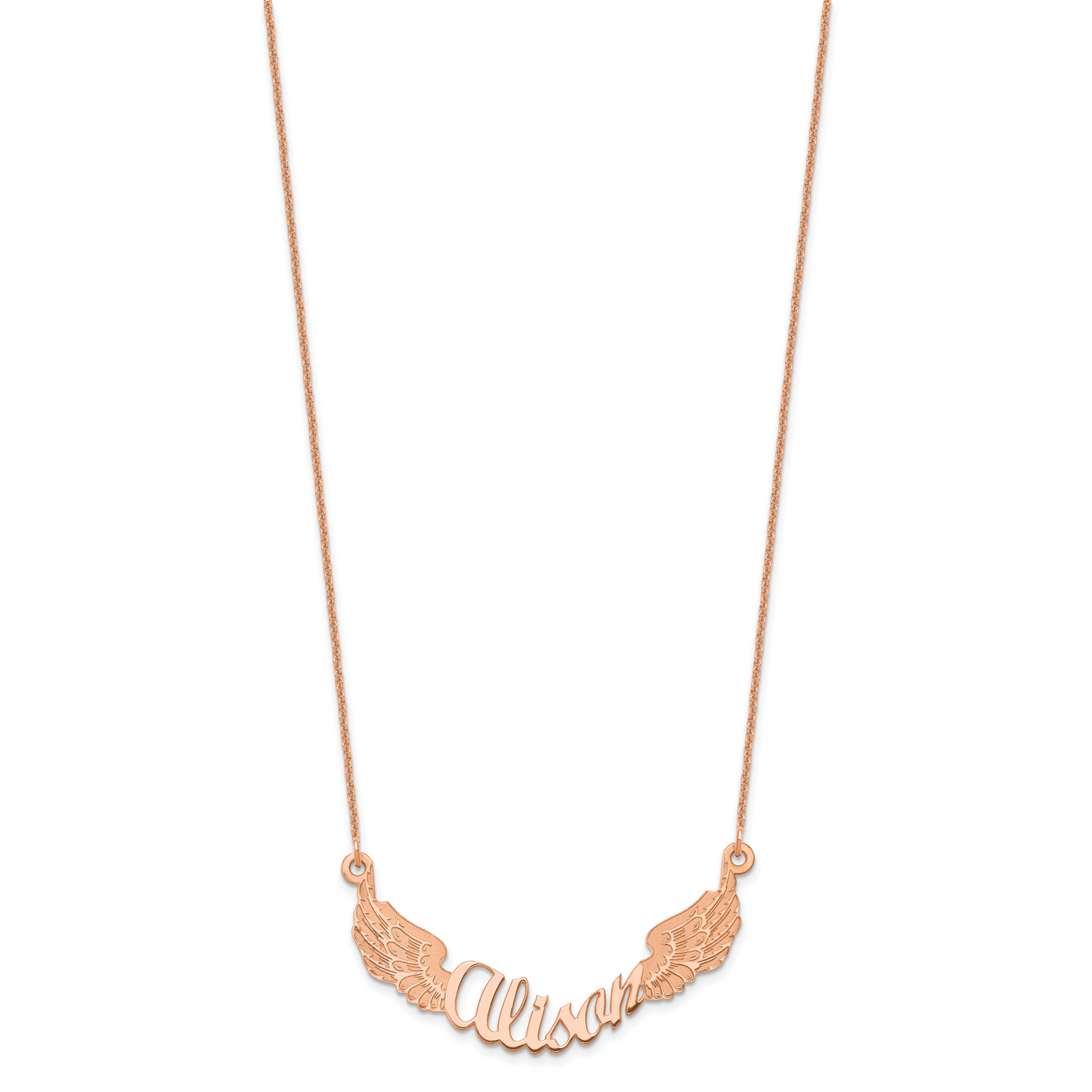 14K Rose Gold Personalized Angel Wings Necklace