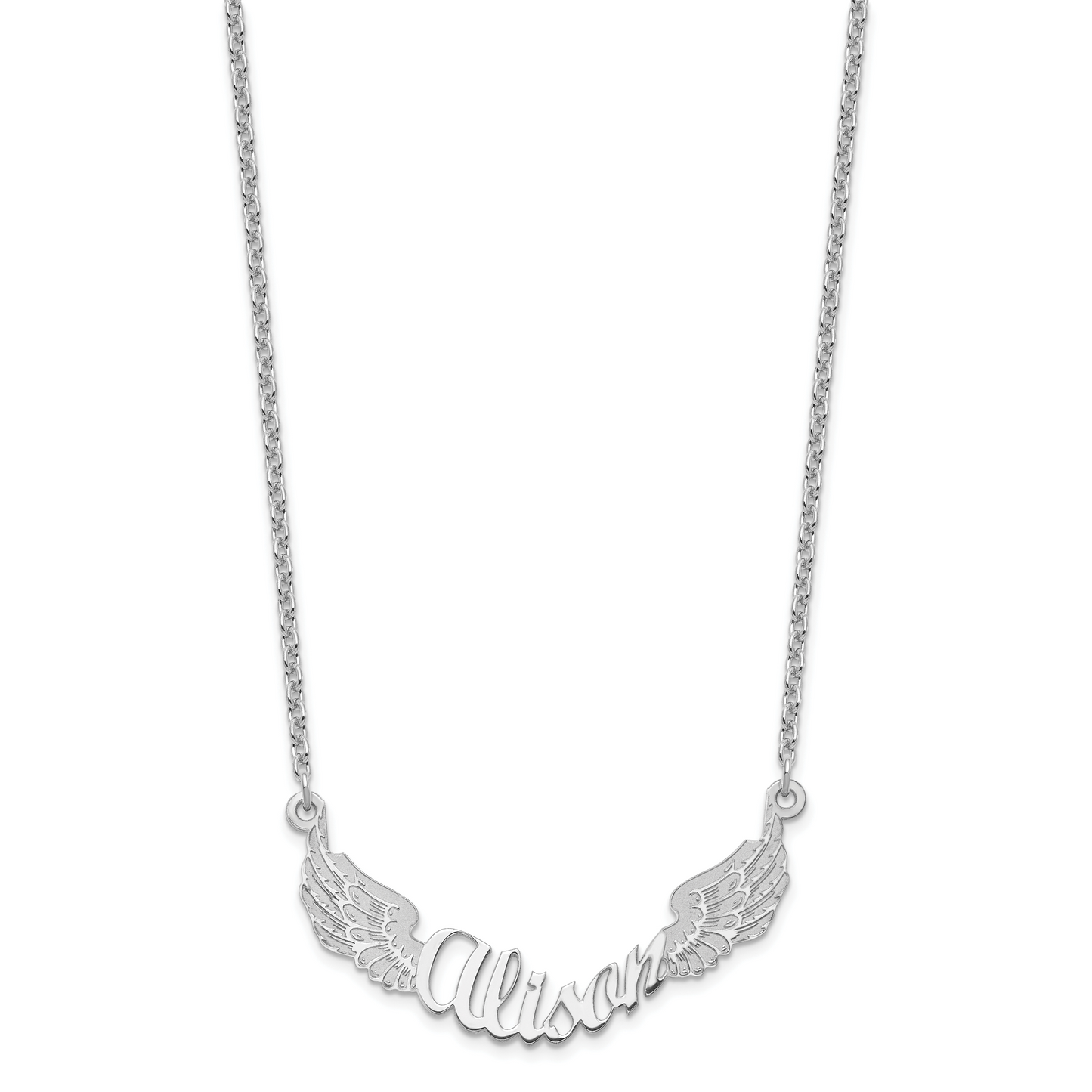 Sterling Silver Rhodium plated Personalized Angel Wings Necklace