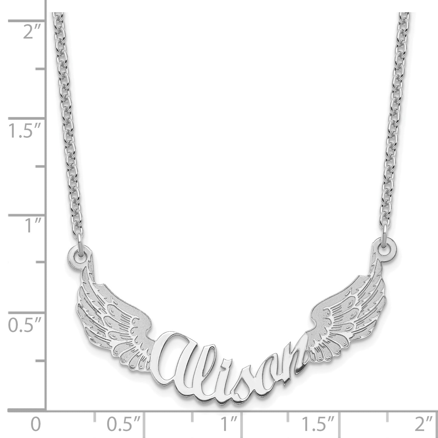 Sterling Silver Rhodium plated Personalized Angel Wings Necklace
