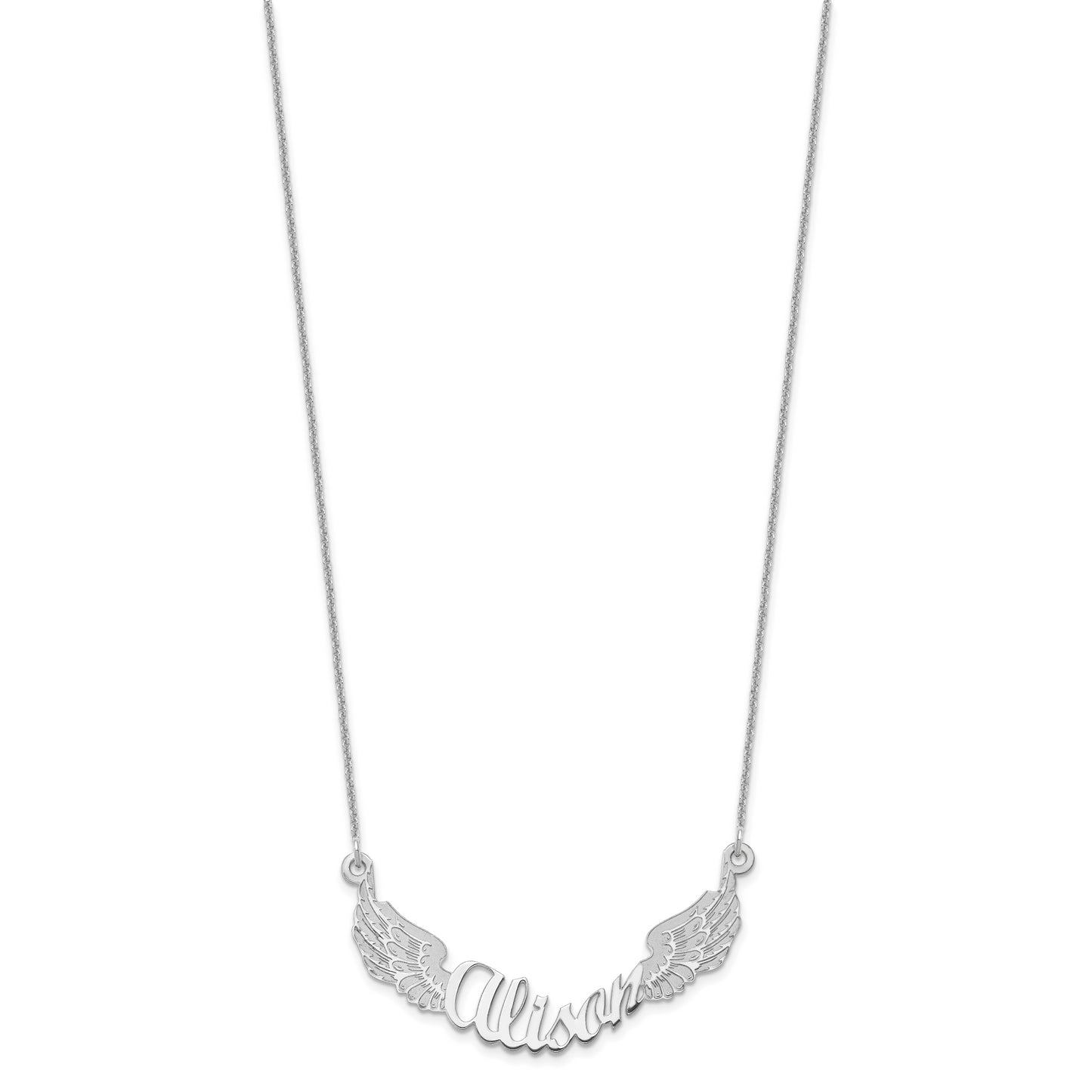 10K White Gold Personalized Angel Wings Necklace