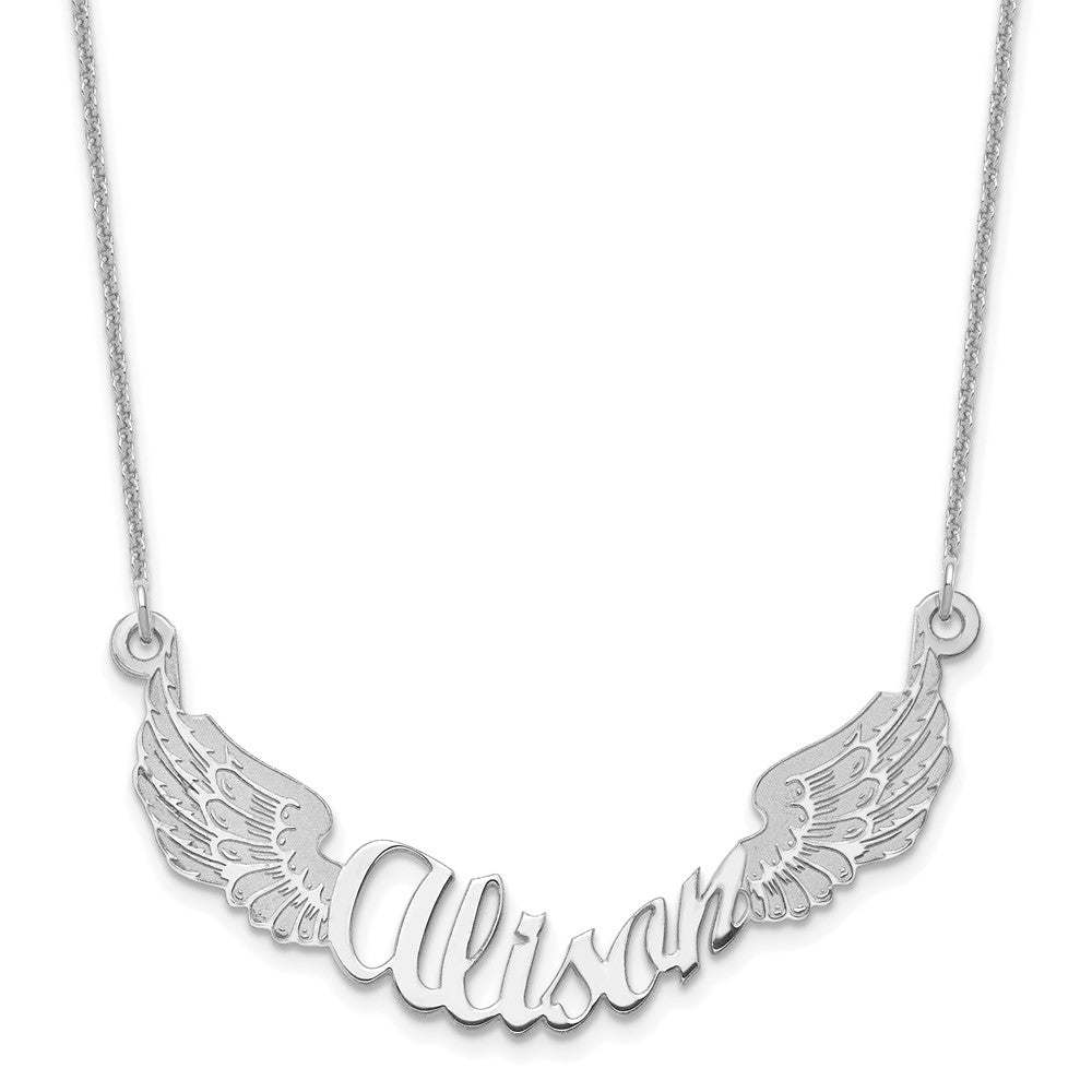 14K White Gold Personalized Angel Wings Necklace