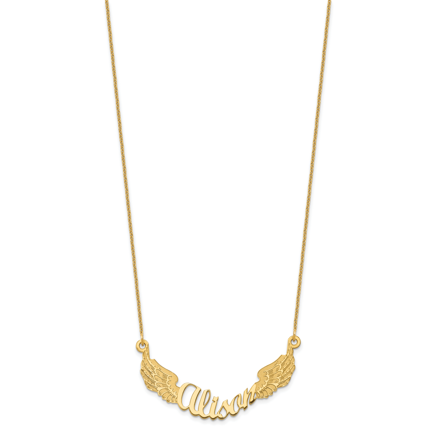 14K Yellow Gold Personalized Angel Wings Necklace