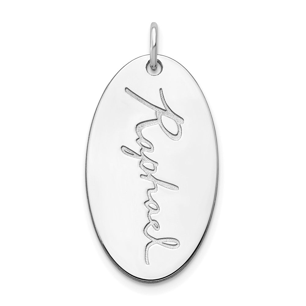 Sterling Silver Rhodium plated Oval Signature Charm