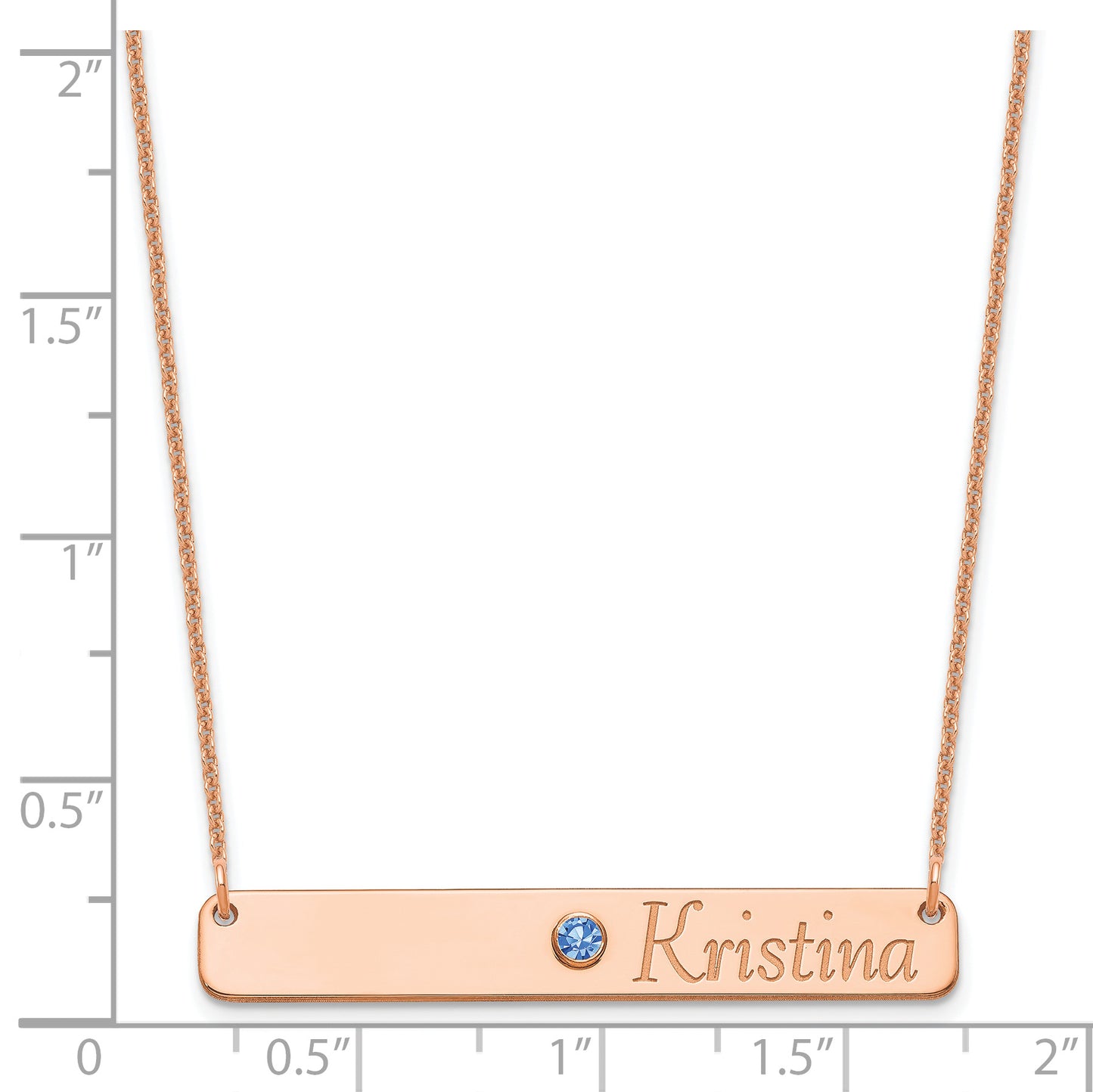 14K Rose Gold Personalized Bar with 14k Bezel Birthstone Necklace