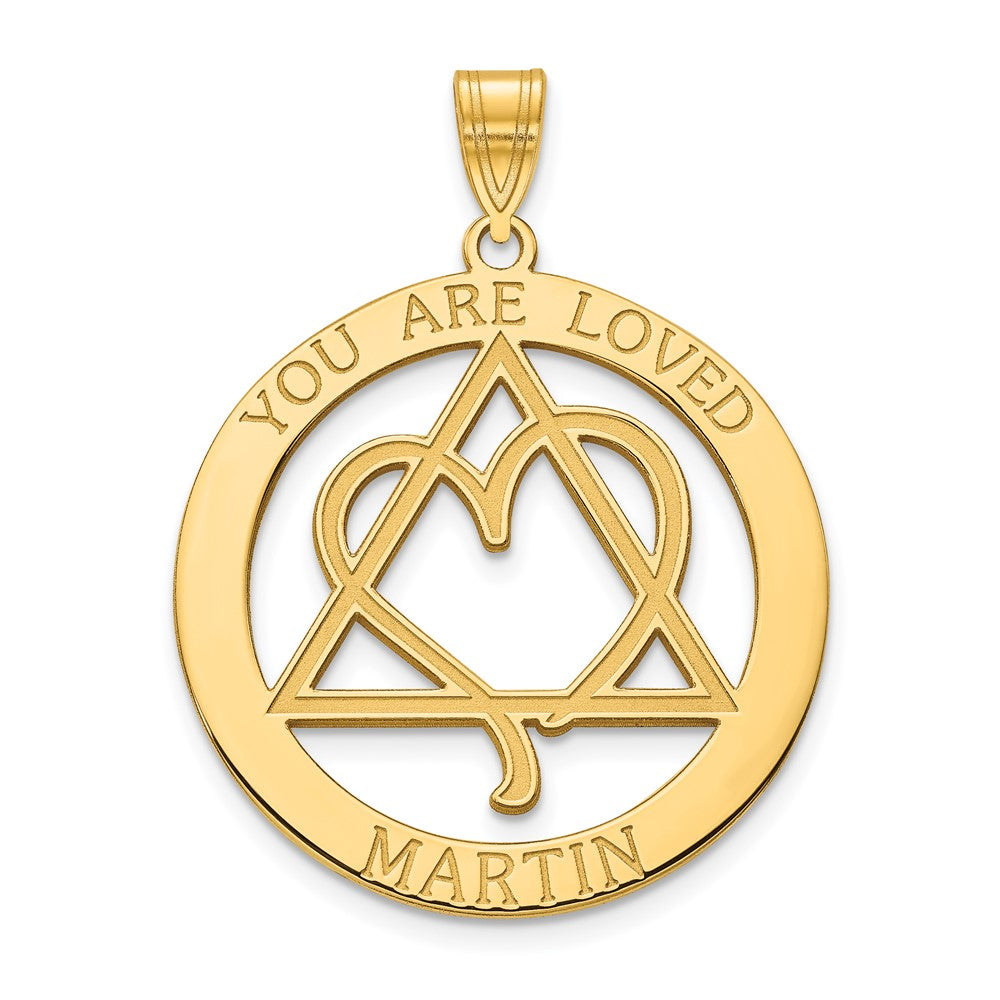 14K Yellow Gold Personalized YOU ARE LOVED Adoption Pendant