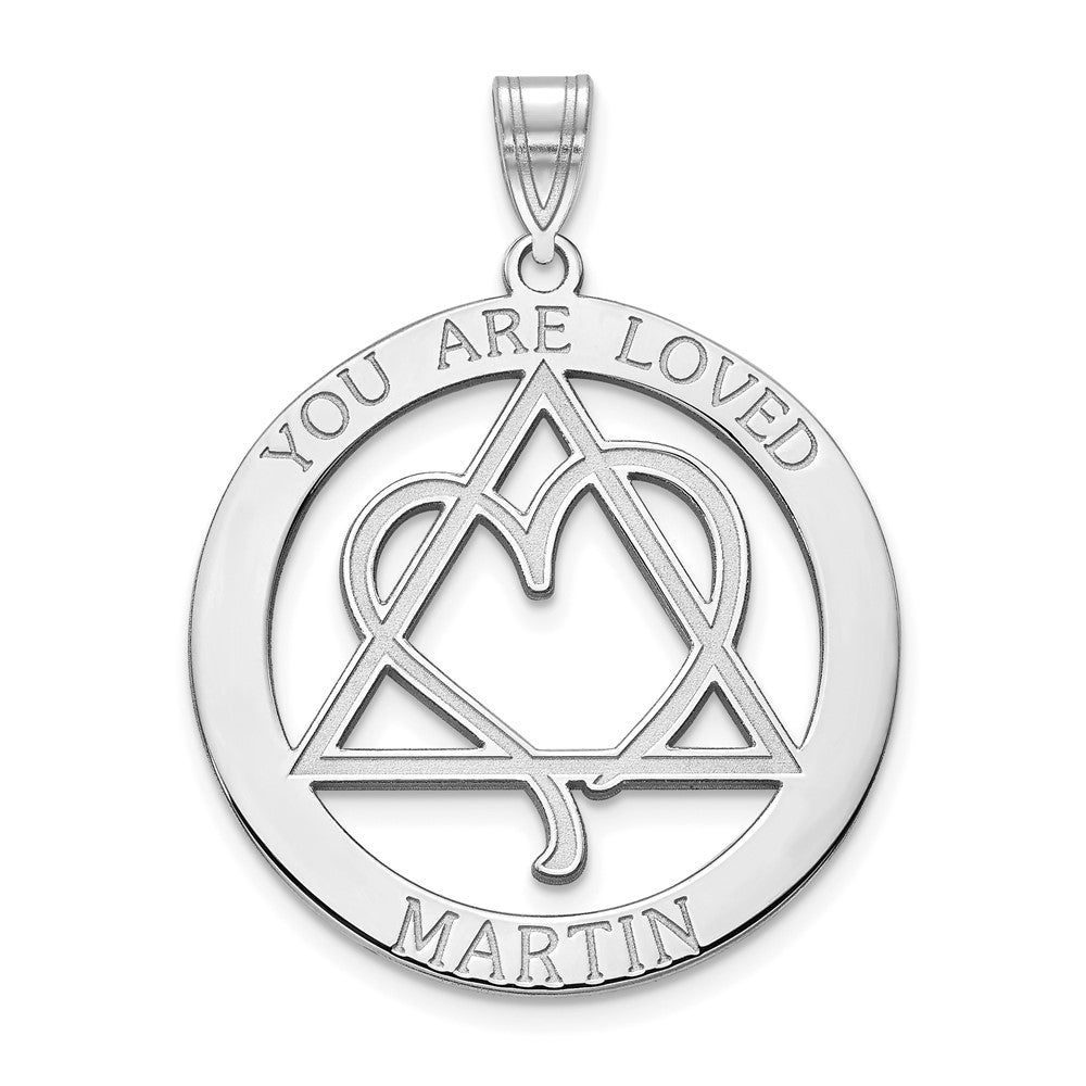 14K White Gold Personalized YOU ARE LOVED Adoption Pendant