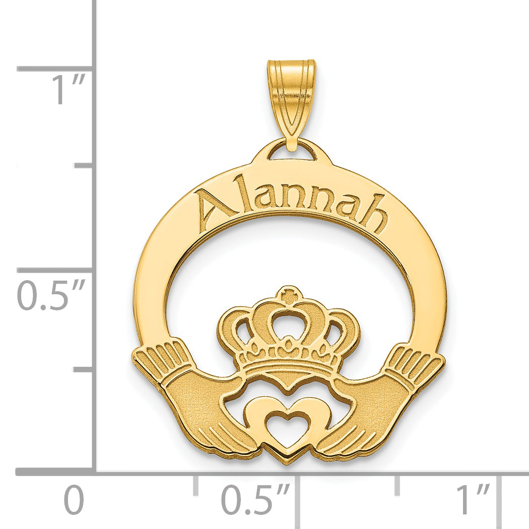 Sterling Silver Gold plated Personalized Claddagh Pendant