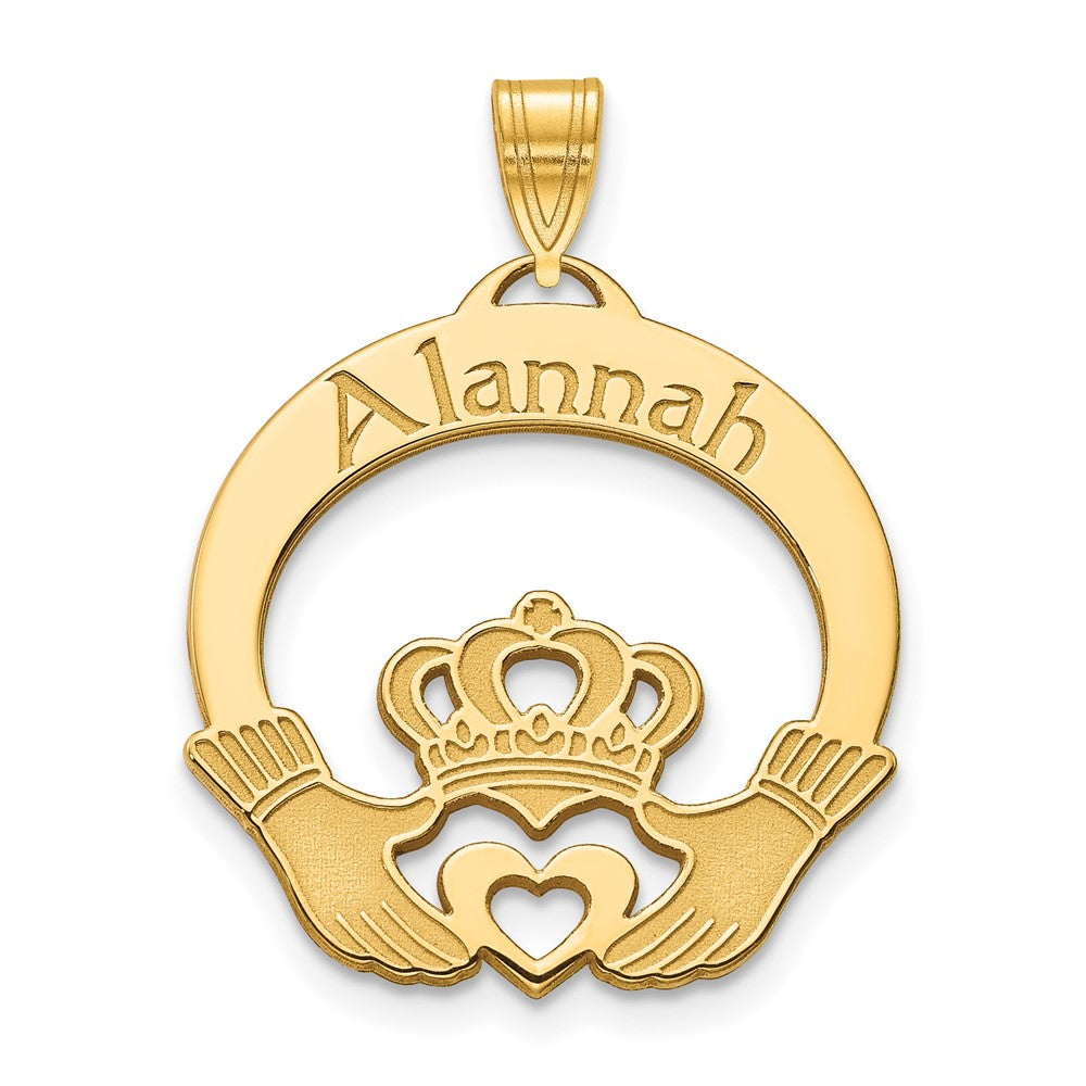 Sterling Silver Gold plated Personalized Claddagh Pendant