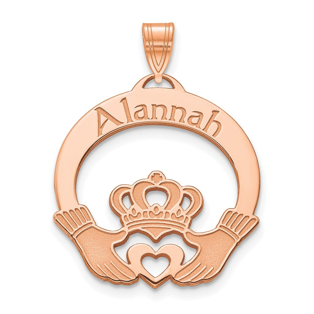 Sterling Silver Rose Gold plated Personalized Claddagh Pendant