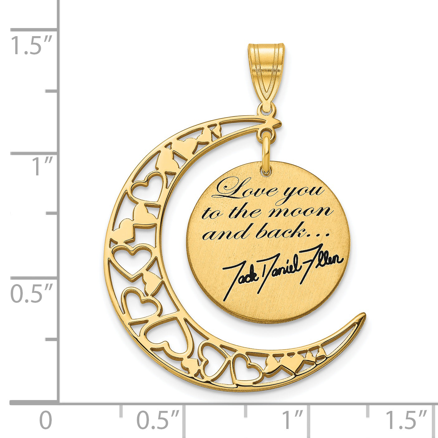 Sterling Silver Gold Plated LOVE YOU TO THE MOON Signature Pendant
