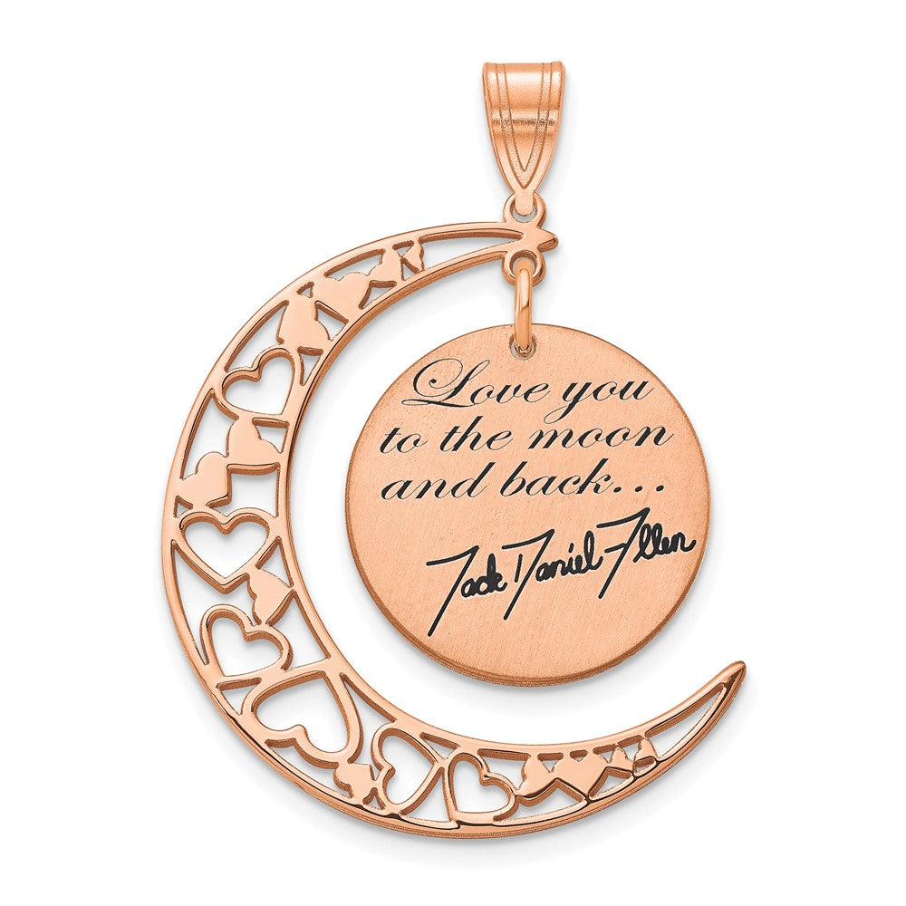 Sterling Silver Rose Gold plated LOVE YOU TO THE MOON Signature Pendant