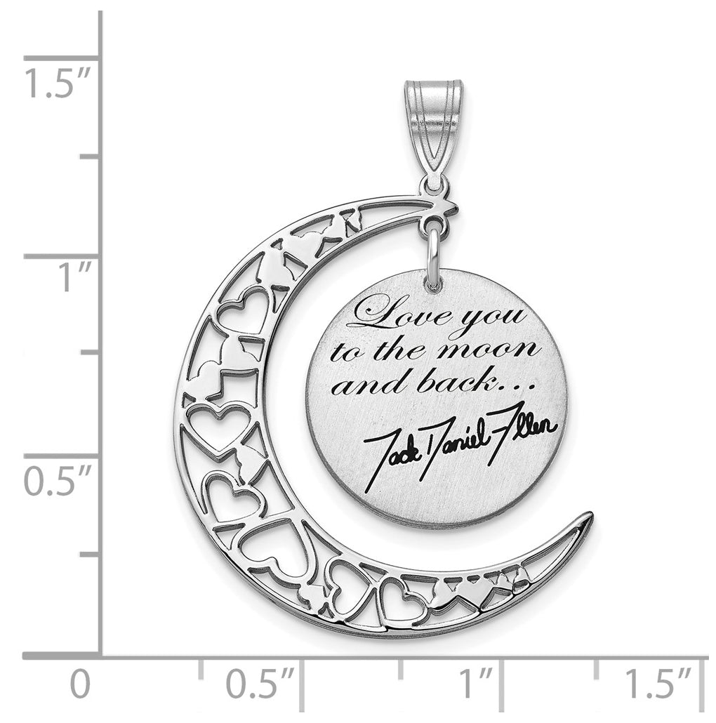 14k Yellow Or White Or Rose Gold LOVE YOU TO THE MOON Signature Pendant – Elegant Jewelry Gift for Birthday, Anniversary, Engagement, Wedding