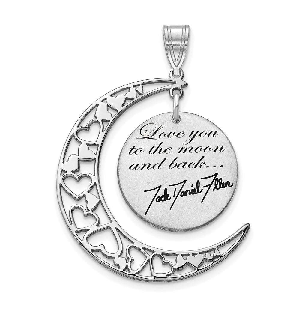 14k Yellow Or White Or Rose Gold LOVE YOU TO THE MOON Signature Pendant – Elegant Jewelry Gift for Birthday, Anniversary, Engagement, Wedding