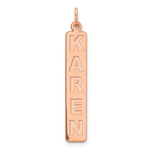 14K Rose Gold Large Vertical Personalized Bar Charm