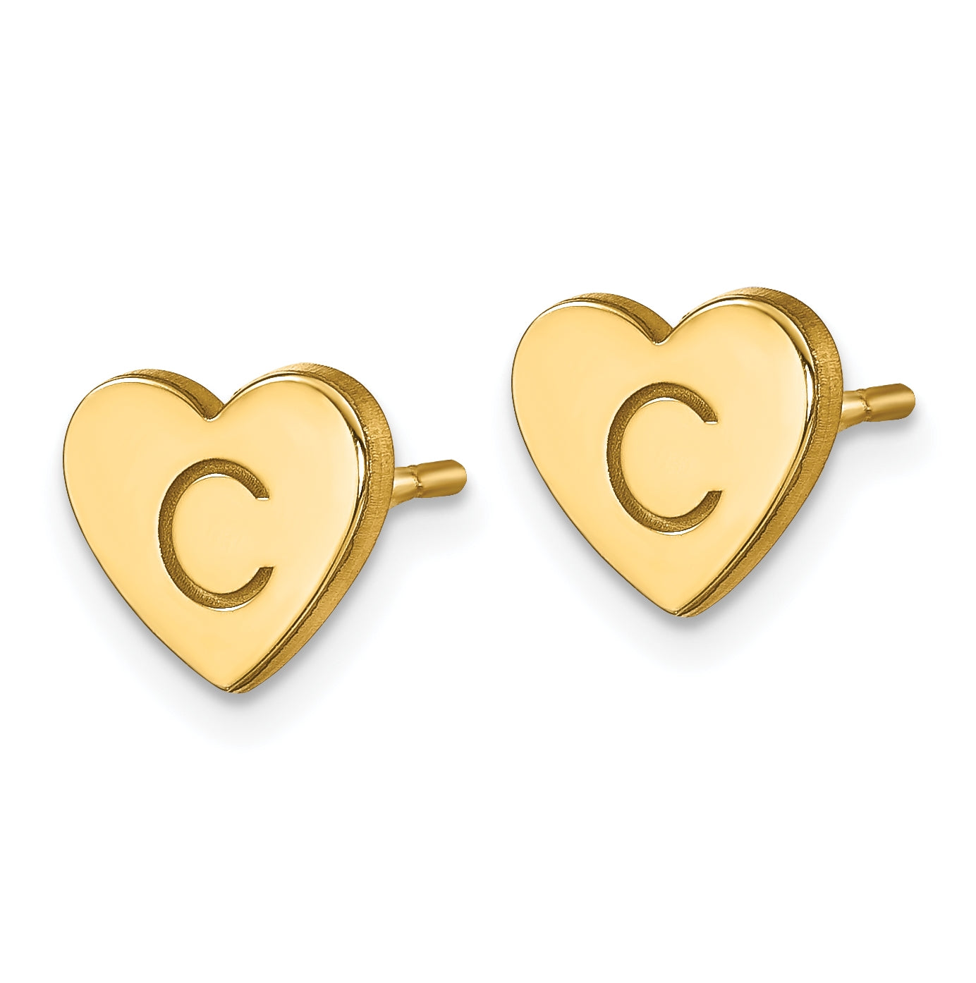 Sterling Silver Rhodium plated Initial Heart Pose Earrings