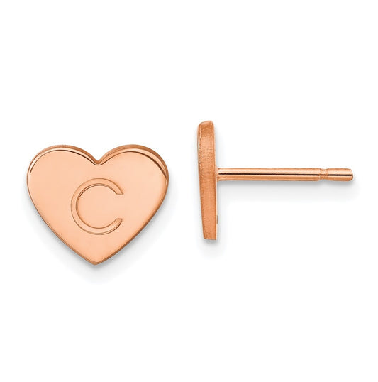 Sterling Silver Rose Gold plated Initial Heart Post Earrings