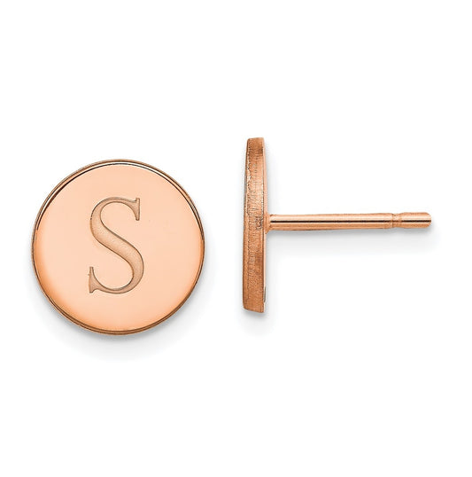 Sterling Silver Rose Gold plated Initial Circle Post Earrings