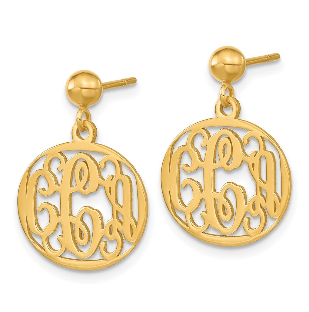 14k Yellow Or White Gold Monogram Dangle Earrings – Elegant Jewelry Gift for Birthday, Anniversary, Engagement, Wedding