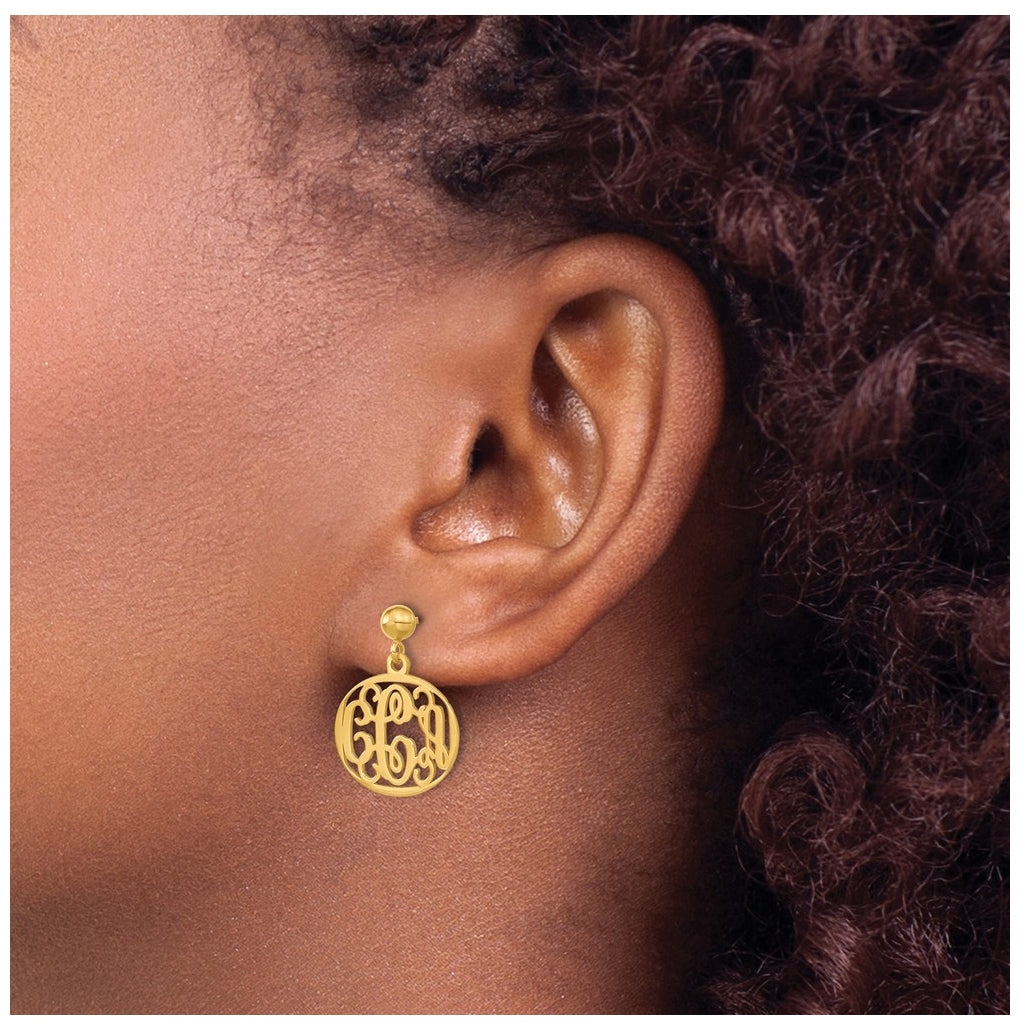 14k Yellow Or White Gold Monogram Dangle Earrings – Elegant Jewelry Gift for Birthday, Anniversary, Engagement, Wedding