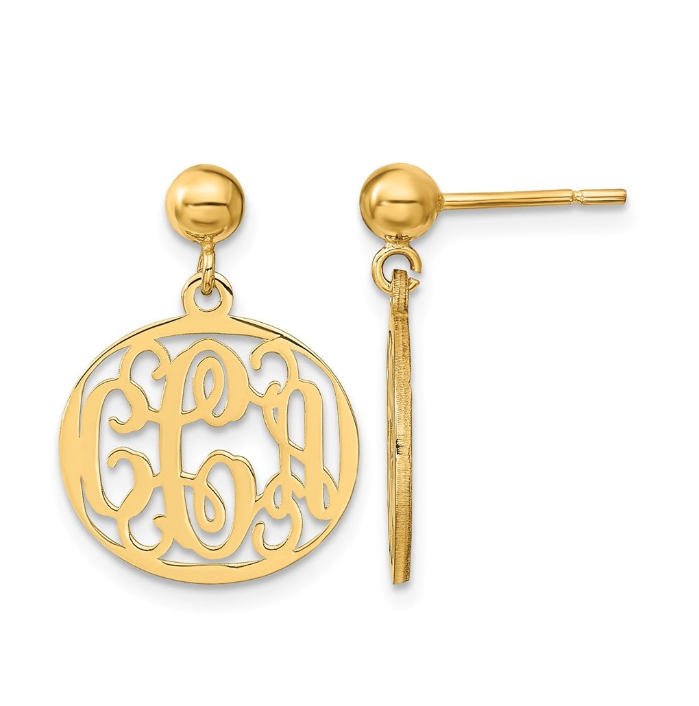 14k Yellow Or White Gold Monogram Dangle Earrings – Elegant Jewelry Gift for Birthday, Anniversary, Engagement, Wedding