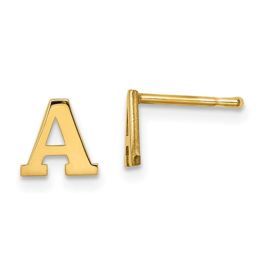 Sterling Silver Gold plated Letter A Initial Post Earrings