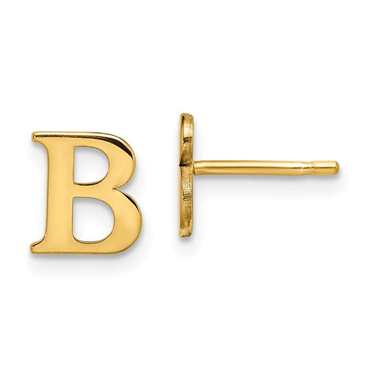 Sterling Silver Gold plated Letter B Initial Post Earrings