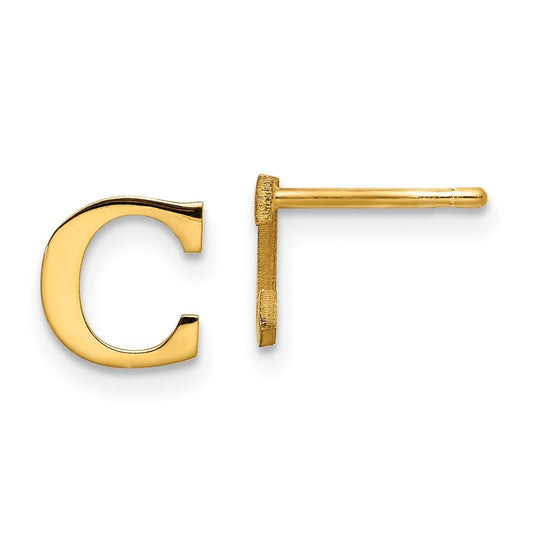Sterling Silver Gold plated Letter C Initial Post Earrings