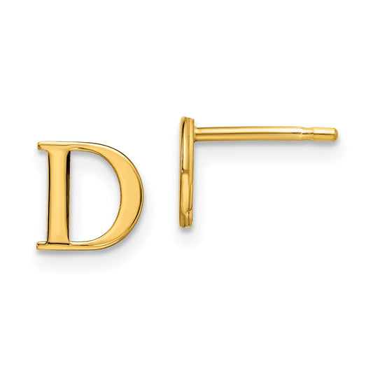 Sterling Silver Gold plated Letter D Initial Post Earrings