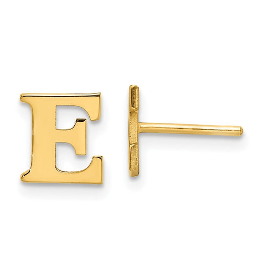Sterling Silver Gold plated Letter E Initial Post Earrings