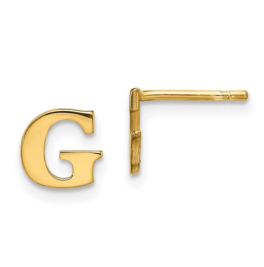Sterling Silver Gold plated Letter G Initial Post Earrings