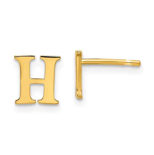 Sterling Silver Gold plated Letter H Initial Post Earrings