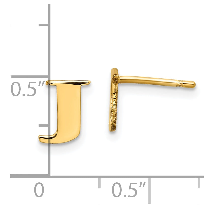 Sterling Silver Gold plated Letter J Initial Post Earrings