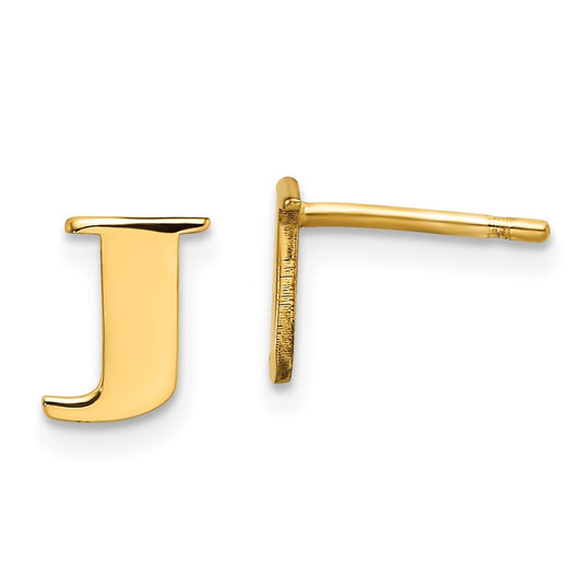 Sterling Silver Gold plated Letter J Initial Post Earrings