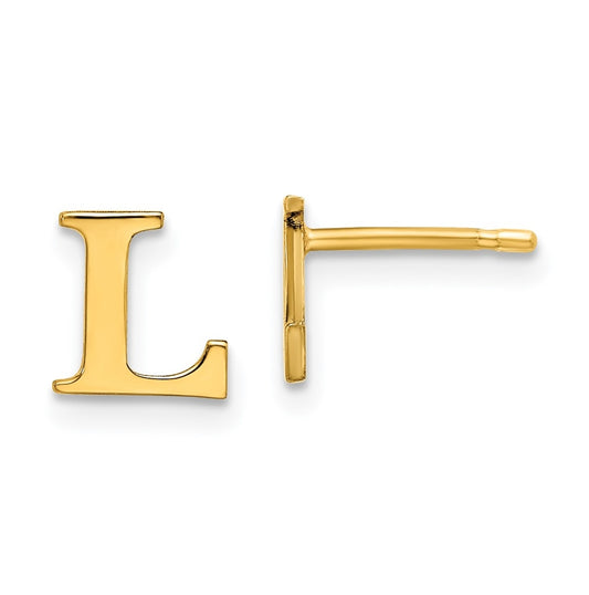 Sterling Silver Gold plated Letter L Initial Post Earrings