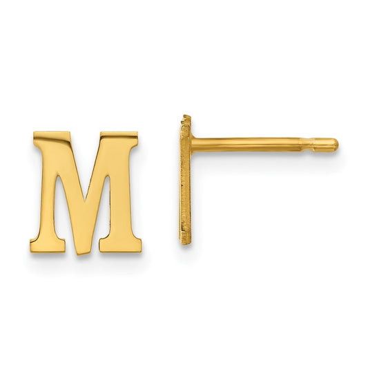 Sterling Silver Gold plated Letter M Initial Post Earrings