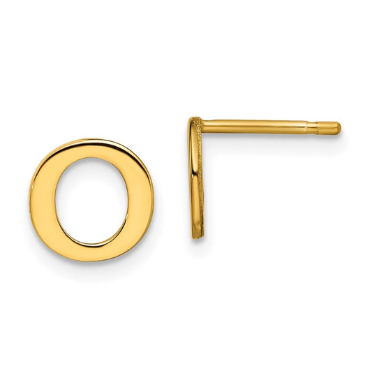 Sterling Silver Gold plated Letter O Initial Post Earrings