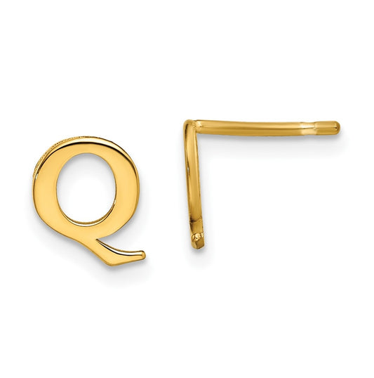 Sterling Silver Gold plated Letter Q Initial Post Earrings