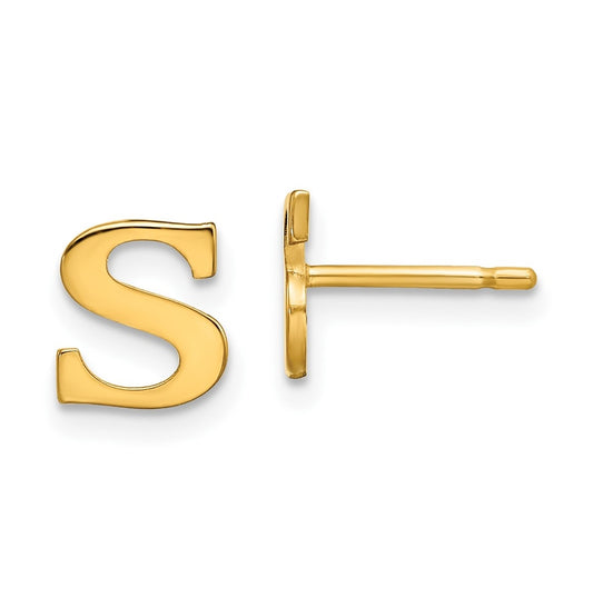 Sterling Silver Gold plated Letter S Initial Post Earrings