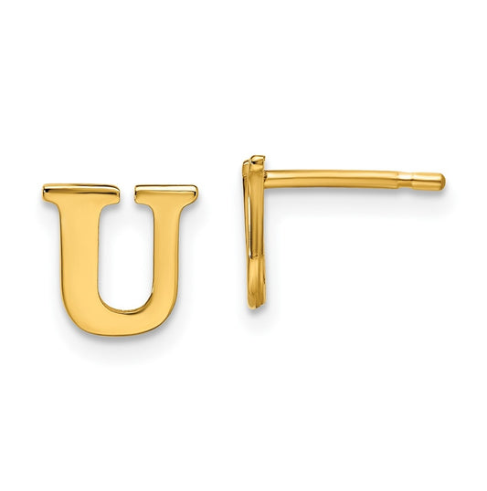 Sterling Silver Gold plated Letter U Initial Post Earrings