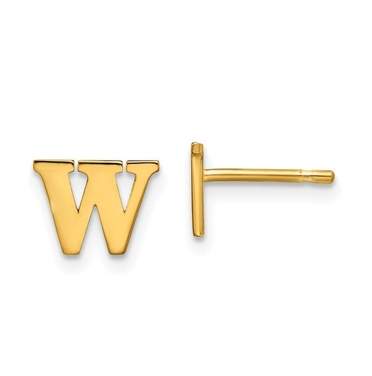 Sterling Silver Gold plated Letter W Initial Post Earrings