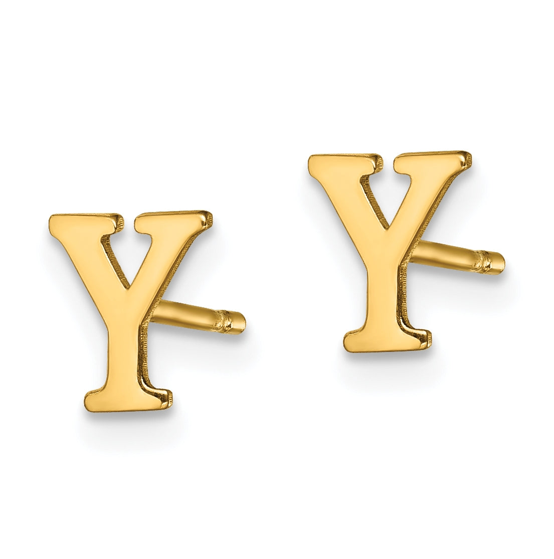 Sterling Silver Gold plated Letter Y Initial Post Earrings