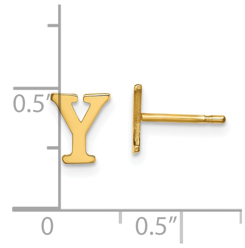 Sterling Silver Gold plated Letter Y Initial Post Earrings