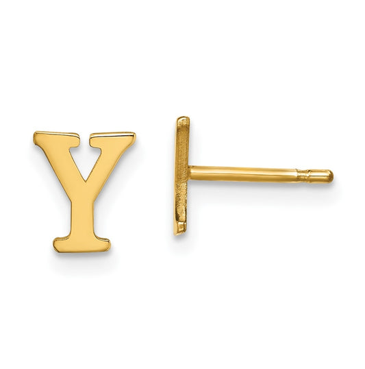 Sterling Silver Gold plated Letter Y Initial Post Earrings