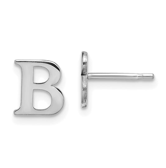 Sterling Silver Rhodium plated Letter B Initial Post Earrings