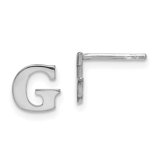 Sterling Silver Rhodium plated Letter G Initial Post Earrings