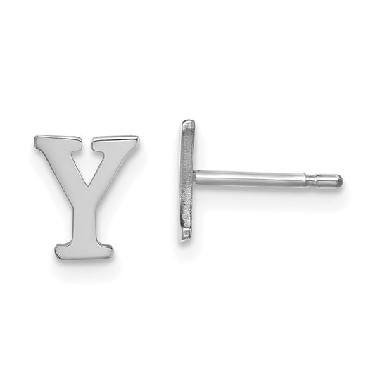 Sterling Silver Rhodium plated Letter Y Initial Post Earrings